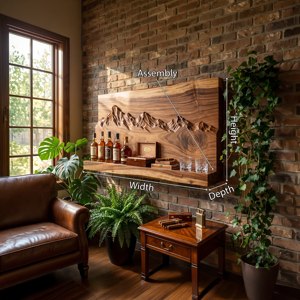 Rustic Mountain Inspired Wine Holder For Living Room Wall