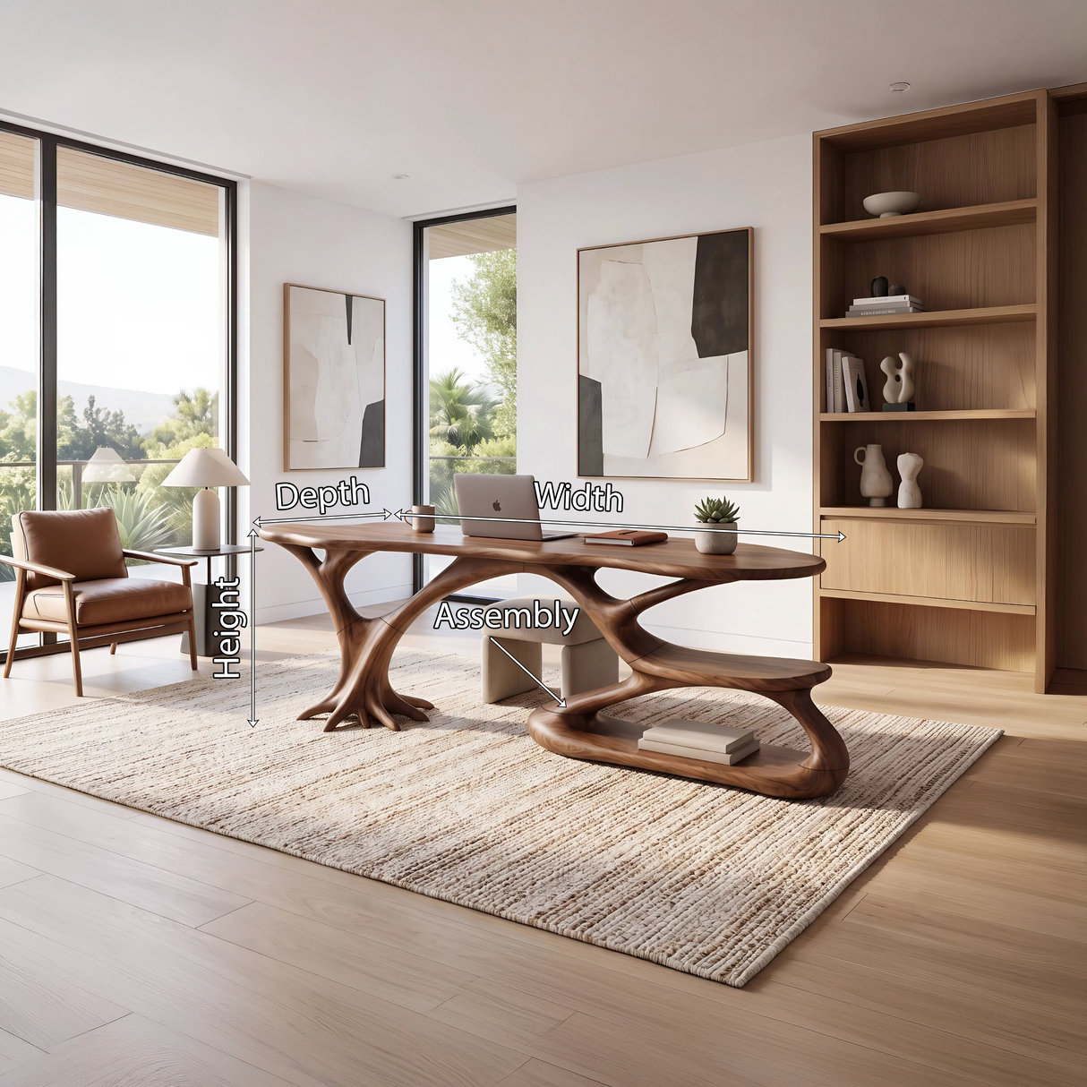 Artistic Tiered Shelf Computer Desk Living Room Office