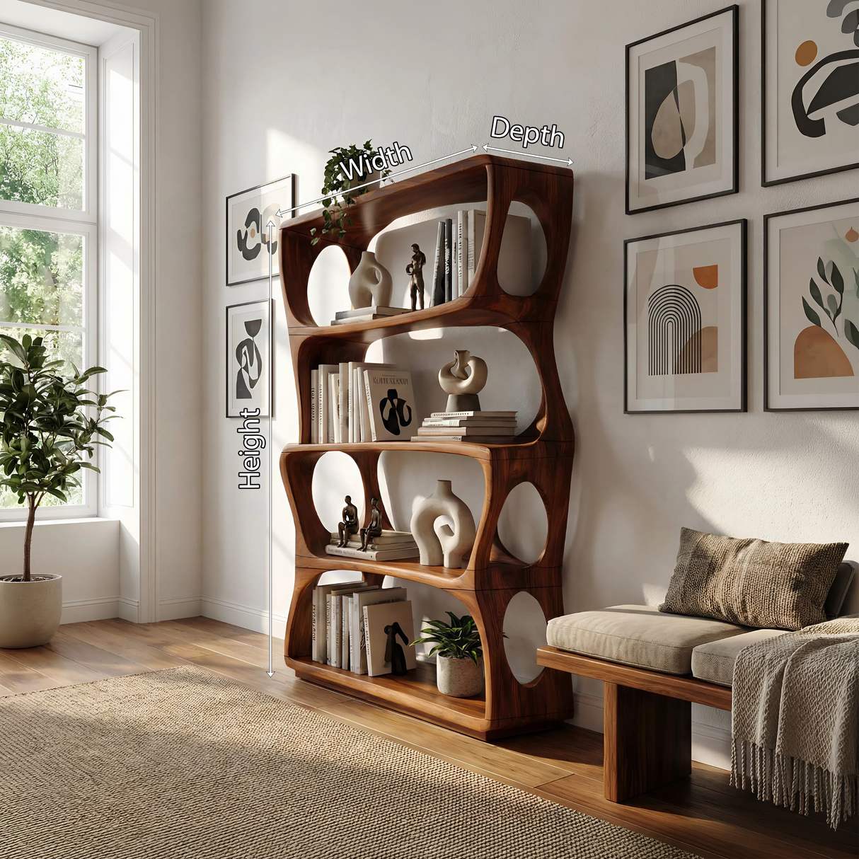 Minimalist Artistic Bookshelf Storage Organizer For Bedroom Space