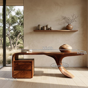 Modern Wooden Desk With Unique Curved Base For Workspace