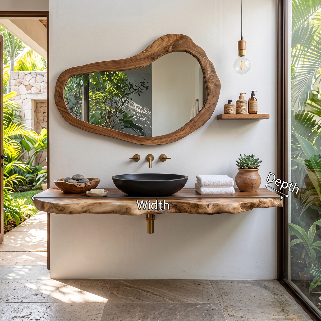 Rustic Bathroom Vanity With Live Edge Wood Detail