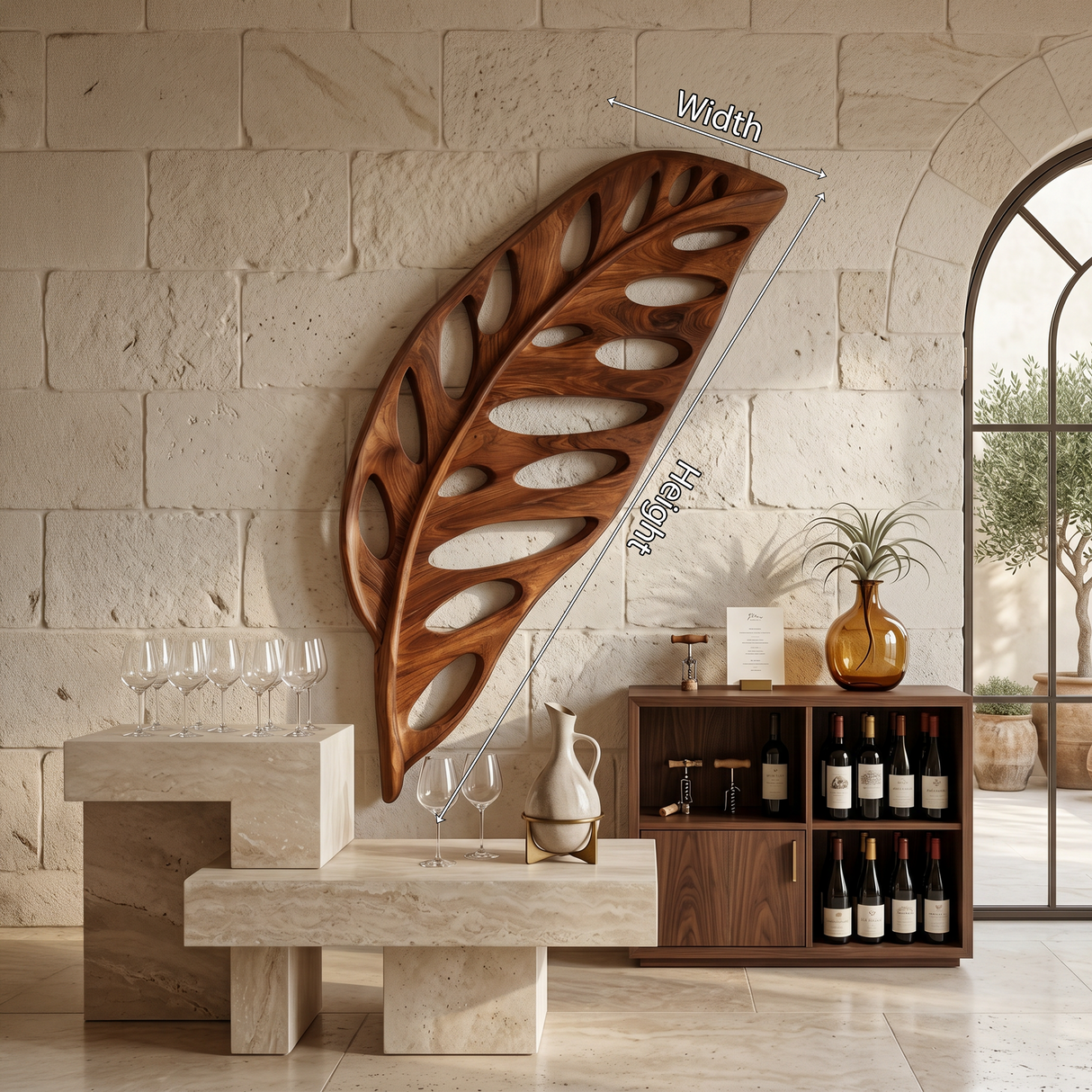 Resort Style Leaf Wall Shelf For Lounge Space