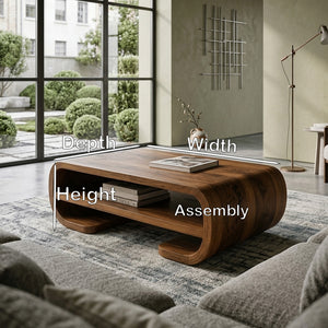 Contemporary Organic Coffee Table With Storage Shelf For Living