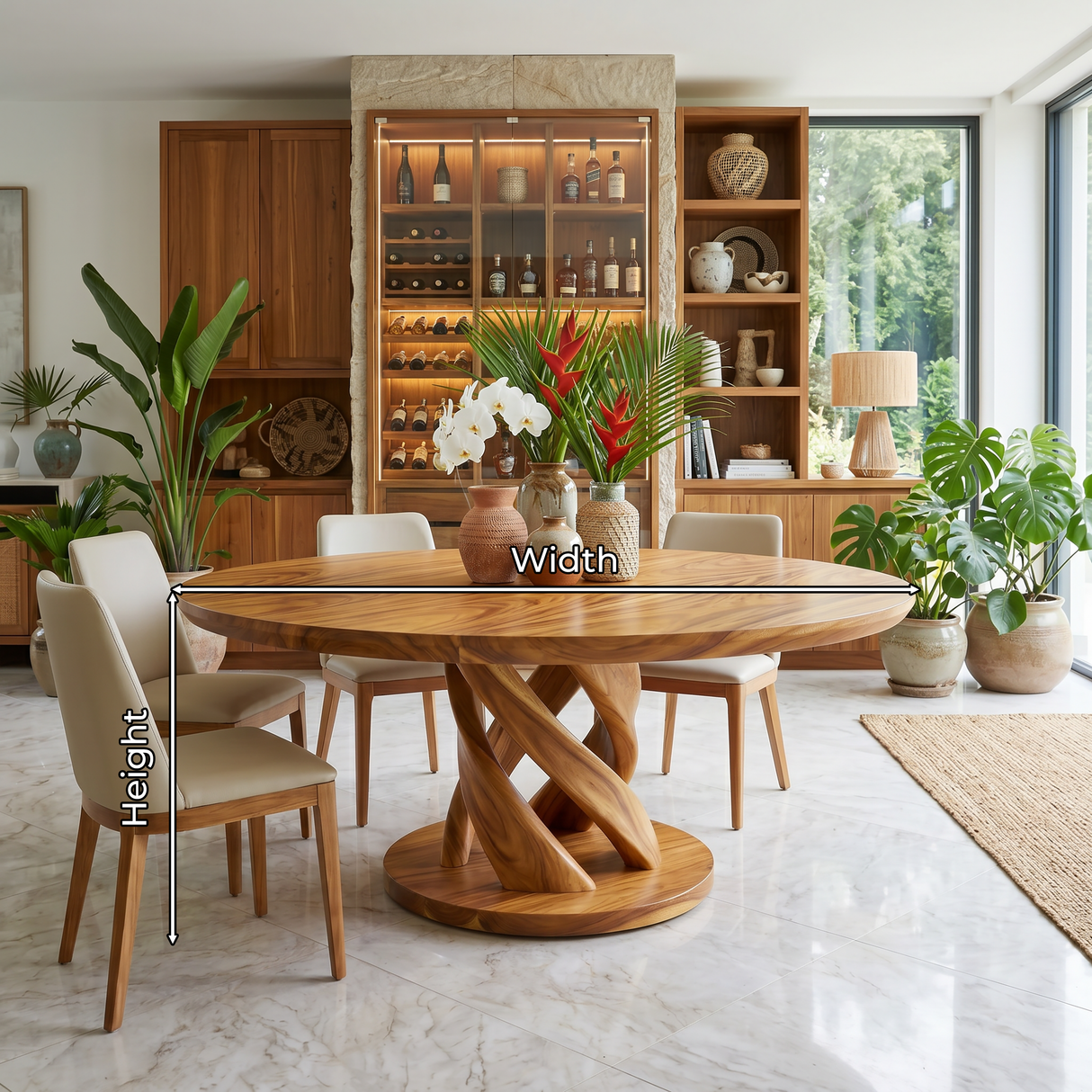Tropical Round Gathering Table For Luxury Dining Room