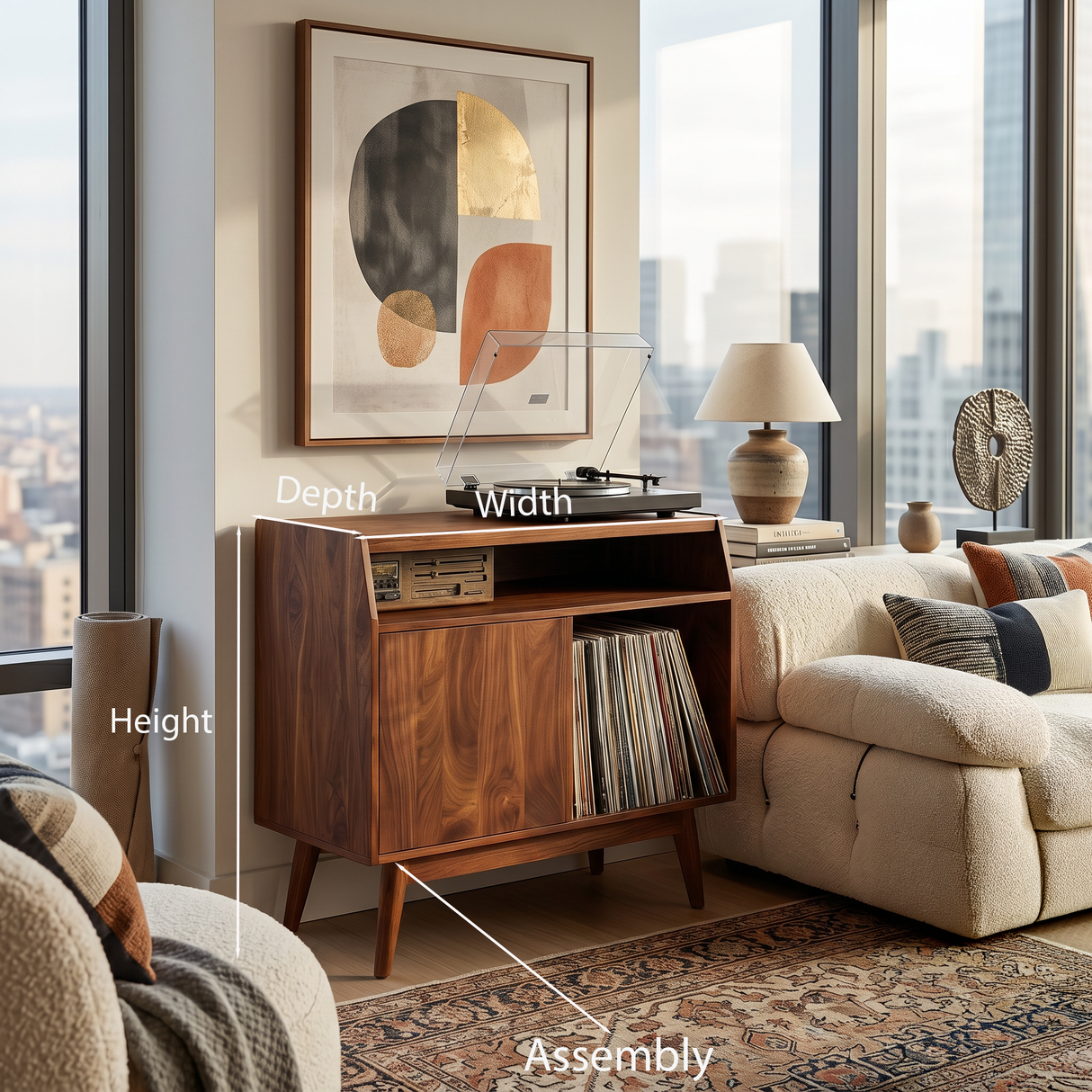 Modern Wooden Record Player Stand For Living Room Furniture