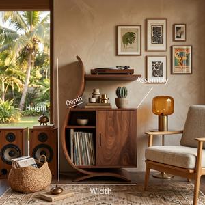 Minimalist Wooden Undulating Record Player Stand For Home Decor