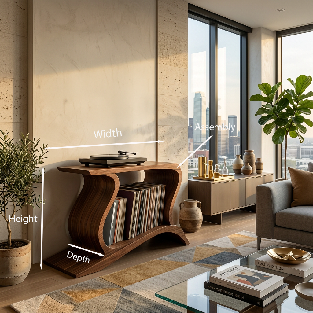 Contemporary Wooden Record Player Stand For Living Decor