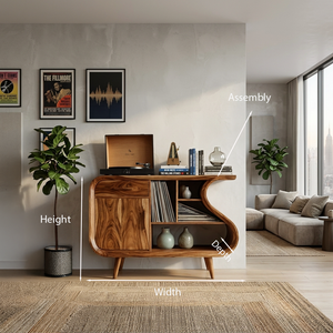 Modern Record Player Stand With S-shaped Side For Living Room