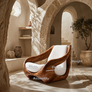 Sculptural Natural Wood Chair For Artistic Living Space