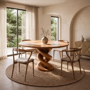Modern Wooden Round Dining Table Sculptural Twist Base For Kitchen