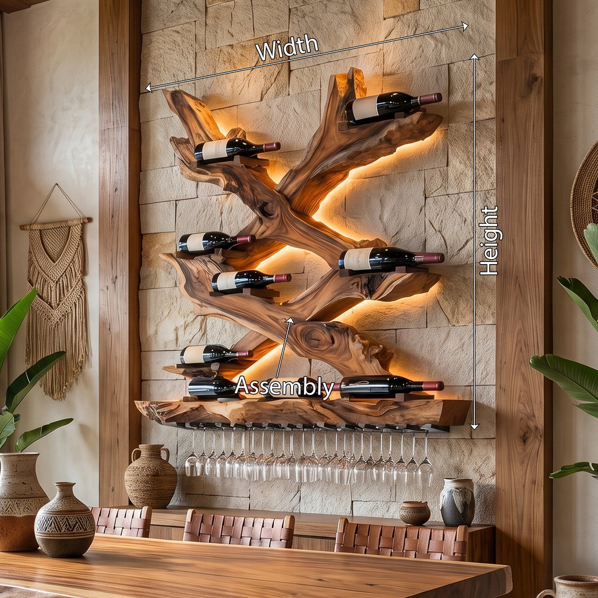 Mid Century Wine Rack For Living Room Bottle Display