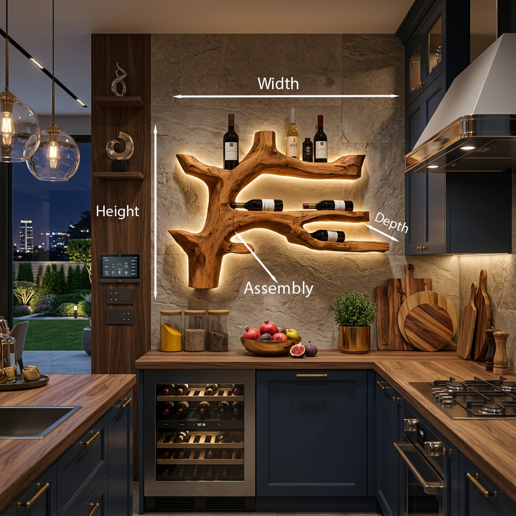 Modern Branch Wine Rack Wall Mount For Dining Wall Decor