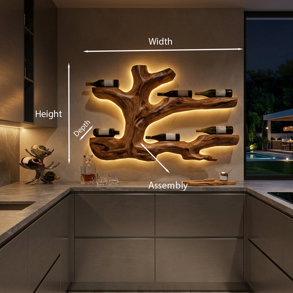 Rustic Live Edge Wine Rack Wall Hanging For Home Interiors