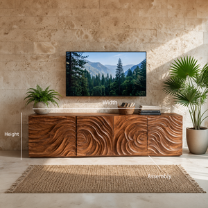 Modern TV Stand With Wave Carved Doors For Living Room