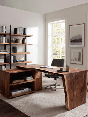 Modern Live Edge Desk With Storage For Workspace