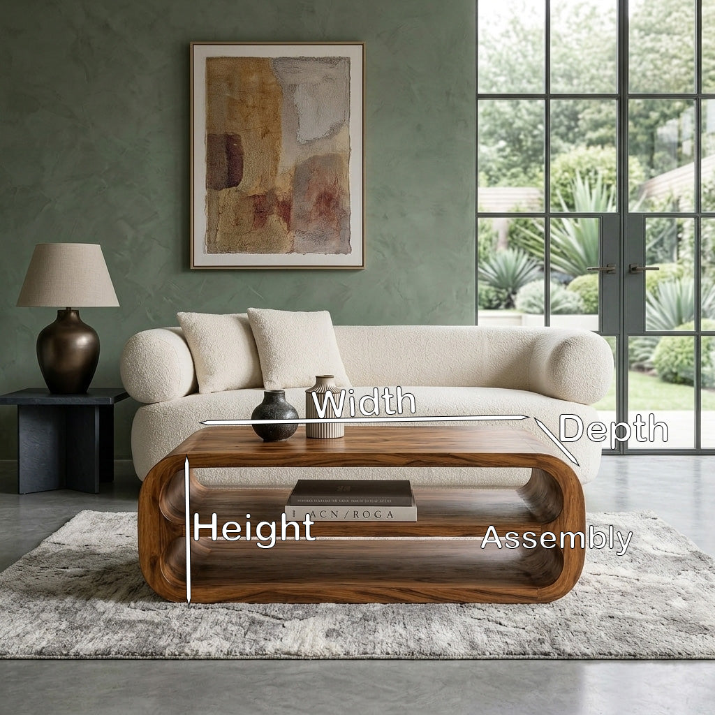 Minimalist Coffee Table With Storage Shelf For Living Room