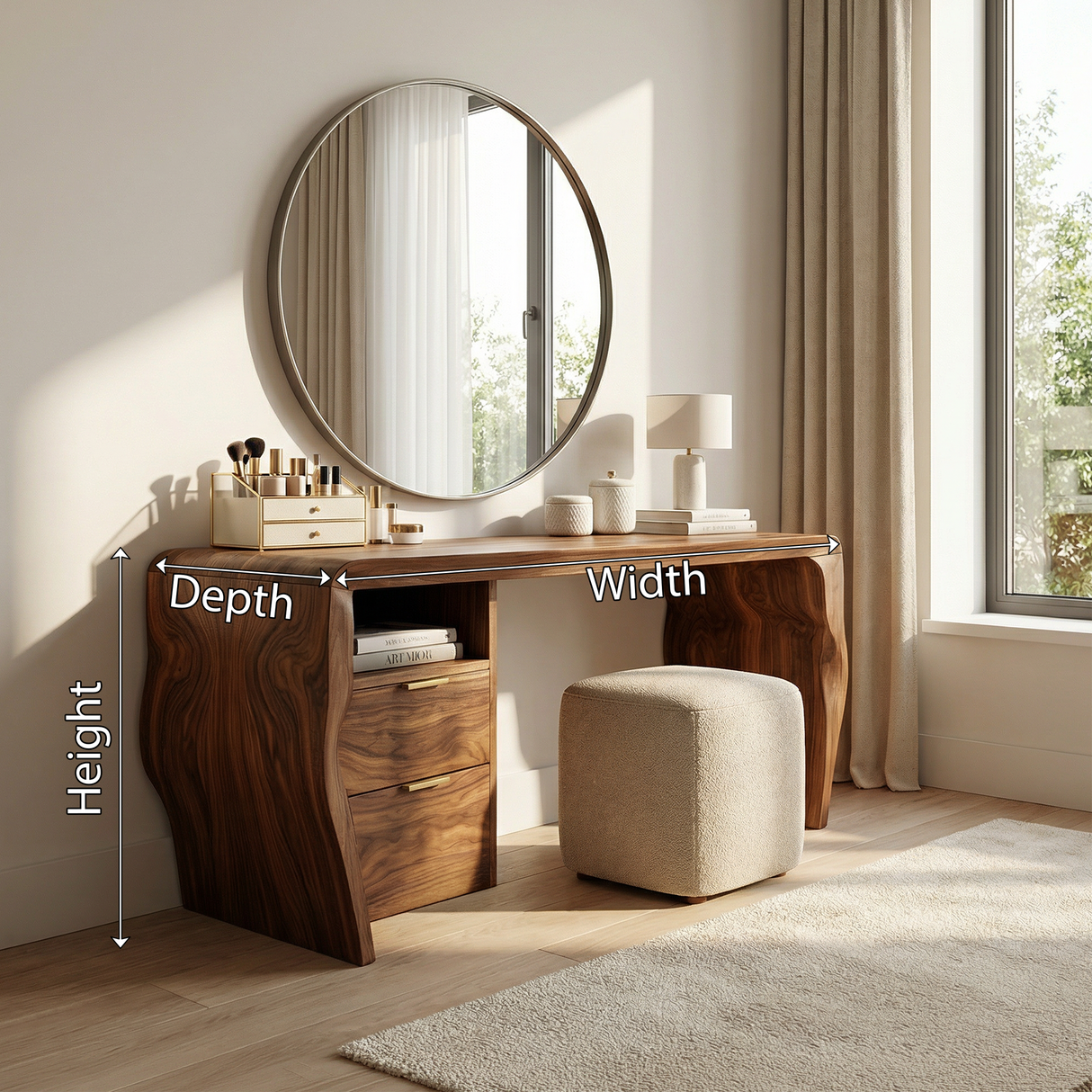 Mid Century Vanity Desk Bedroom Apartment Makeup Area