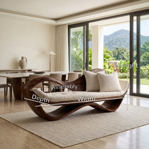 Luxury Natural Wood Sofa With Sculptural Form For Living Room