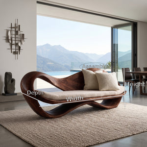 Modern Wooden Sofa With Sculptural Frame For Home Living