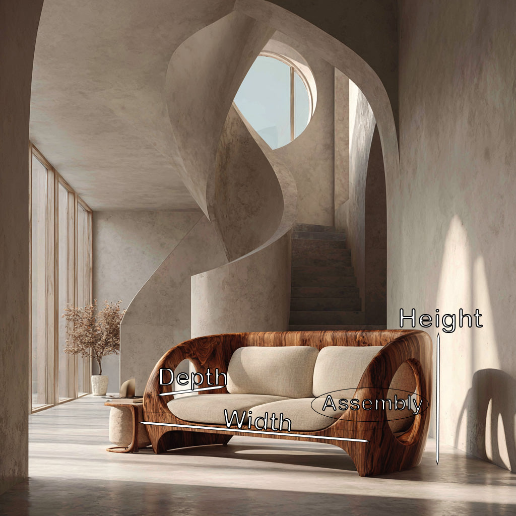 Elegant Sculptural Wooden Sofa For Quiet Luxury Interior