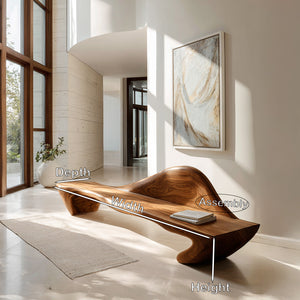 Contemporary Sculptural Bench With Raised Backrest For Entryway