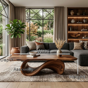 Modern Coffee Table With Organic Curved Base For Living Room