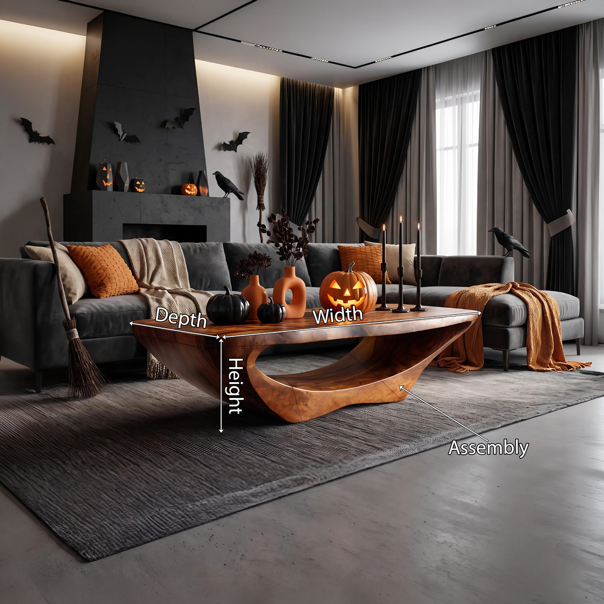 Farmhouse Live Edge Coffee Table Entryway Design Rustic Halloween
