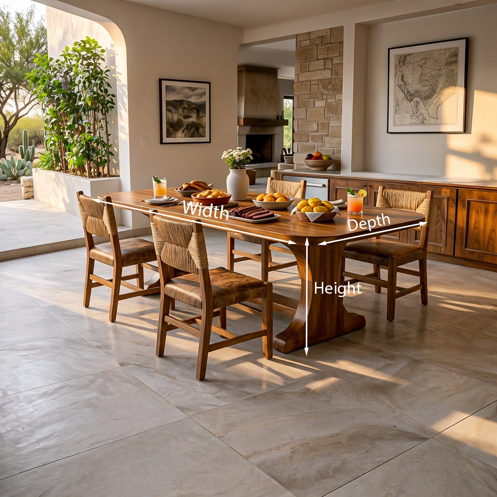 Wooden Dining Table With Farmhouse Style For Dining Room