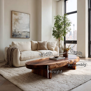 Rustic Coffee Table With Live Edge For Living Room