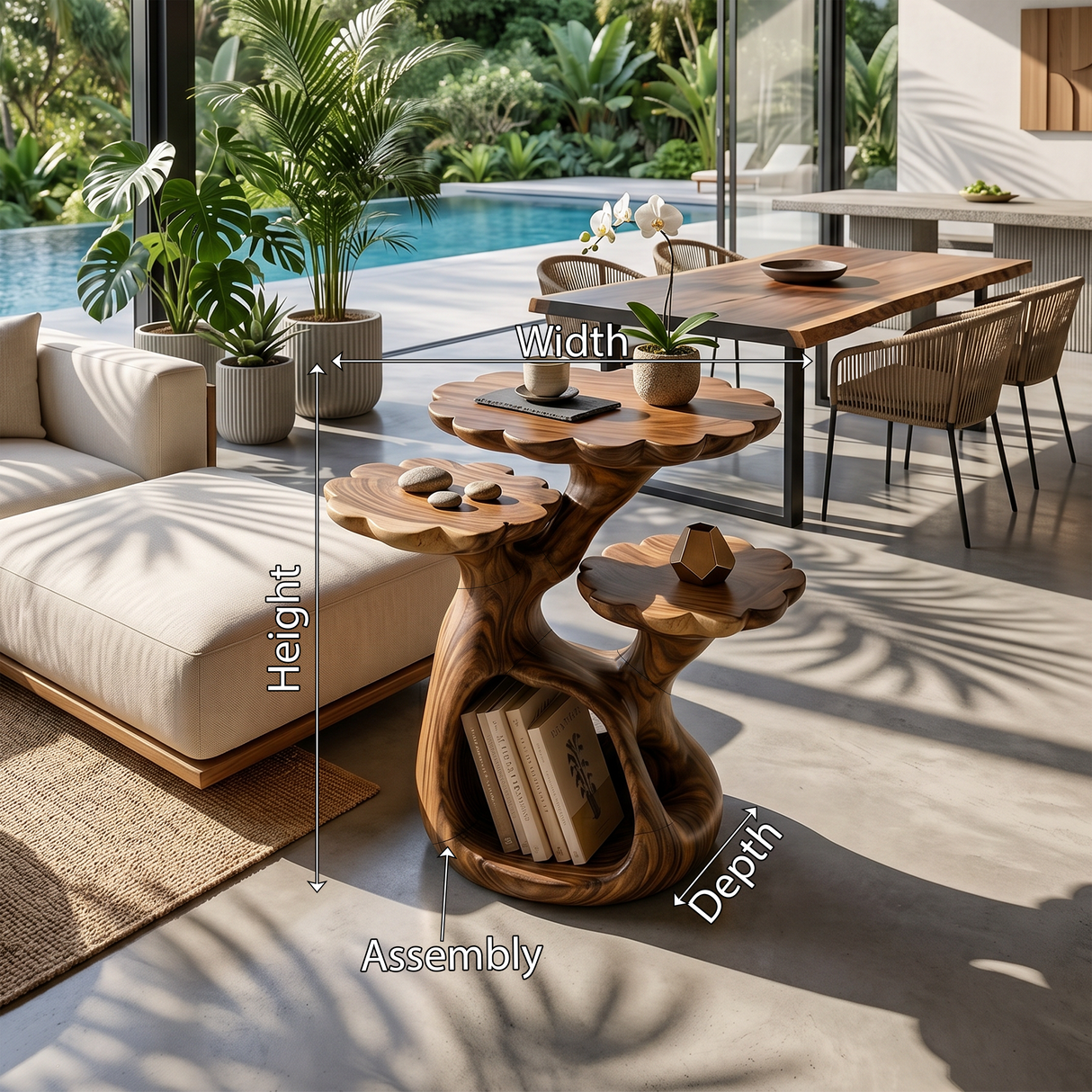 Organic Floral Top Side Table Garden Villa
