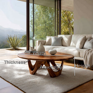 Modern Sculptural Coffee Table With Curved Base For Living Room