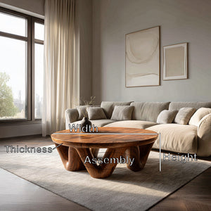 Modern Round Coffee Table With Flowing Sculptural Base For Home