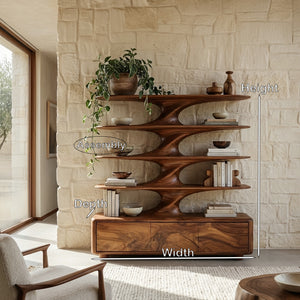 Organic Bookshelf With Twisted Tiers For Home Library