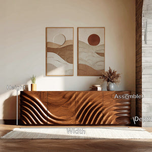Modern Wooden Sideboard With Carved Door For Minimalist Living Space