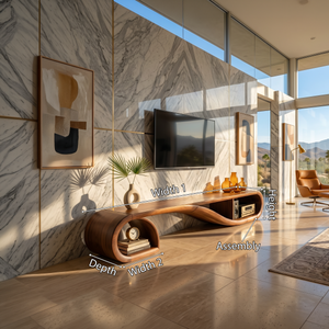 Scandinavian Sculptural TV Console For Resort Interior Space