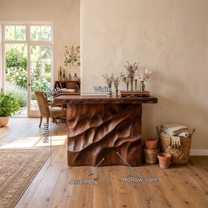 Mid Century Carved Display Table For Grand Entryway Space