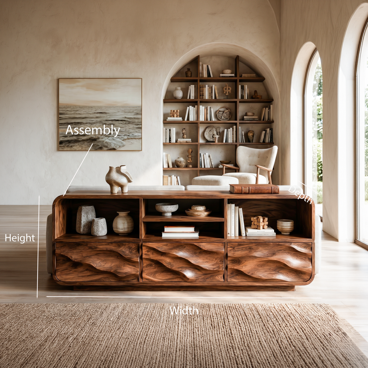 Organic Wooden Console Table With Curved Edges For Contemporary Home
