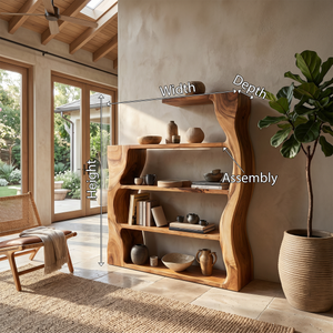 Organic Modern Wooden Bookshelf With Asymmetrical Curved Profile
