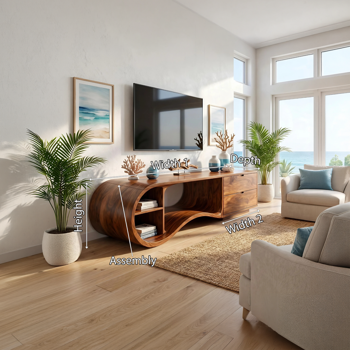 Contemporary Organic TV Cabinet For Living Room