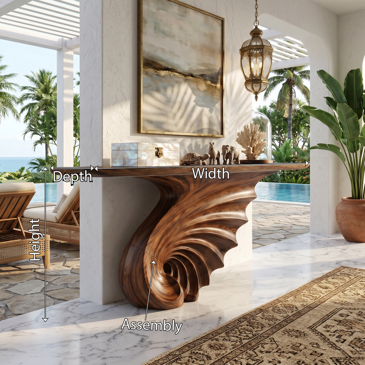 Luxury Spiral Base Console Table Contemporary Villa