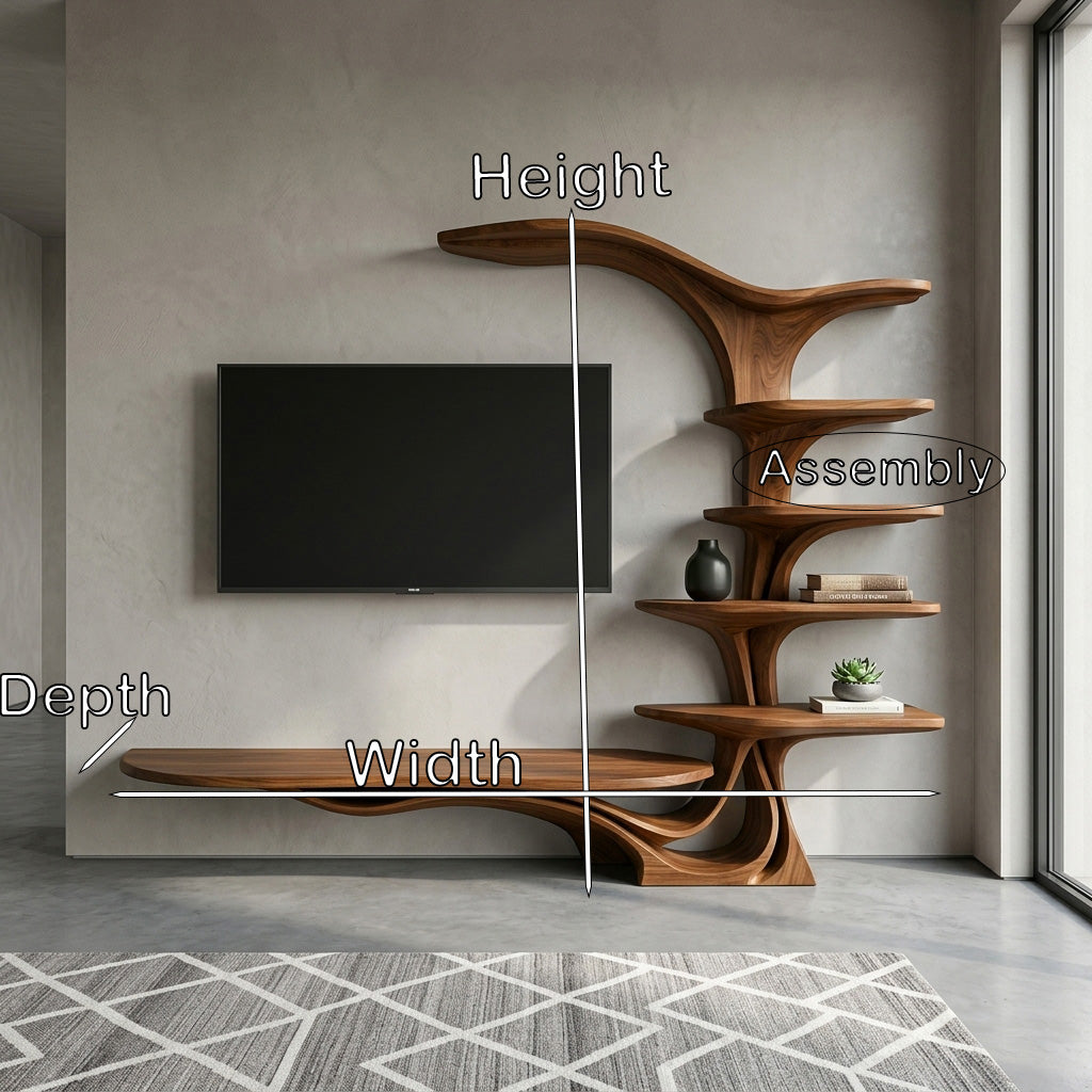 Modern Sculptural TV Stand With Branch Shelves For Living Room