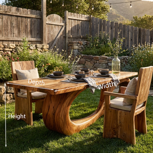 Modern Wooden Dining Table With Sculptural Base For Kitchen