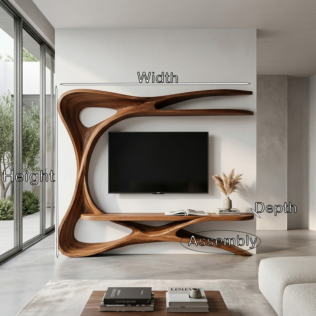 Organic TV Stand With Sculptural Frame For Living Room