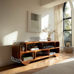 Organic Modern Rounded Low Bookshelf For Living Room