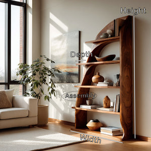Organic Natural Wood Bookshelf For Living Room Display