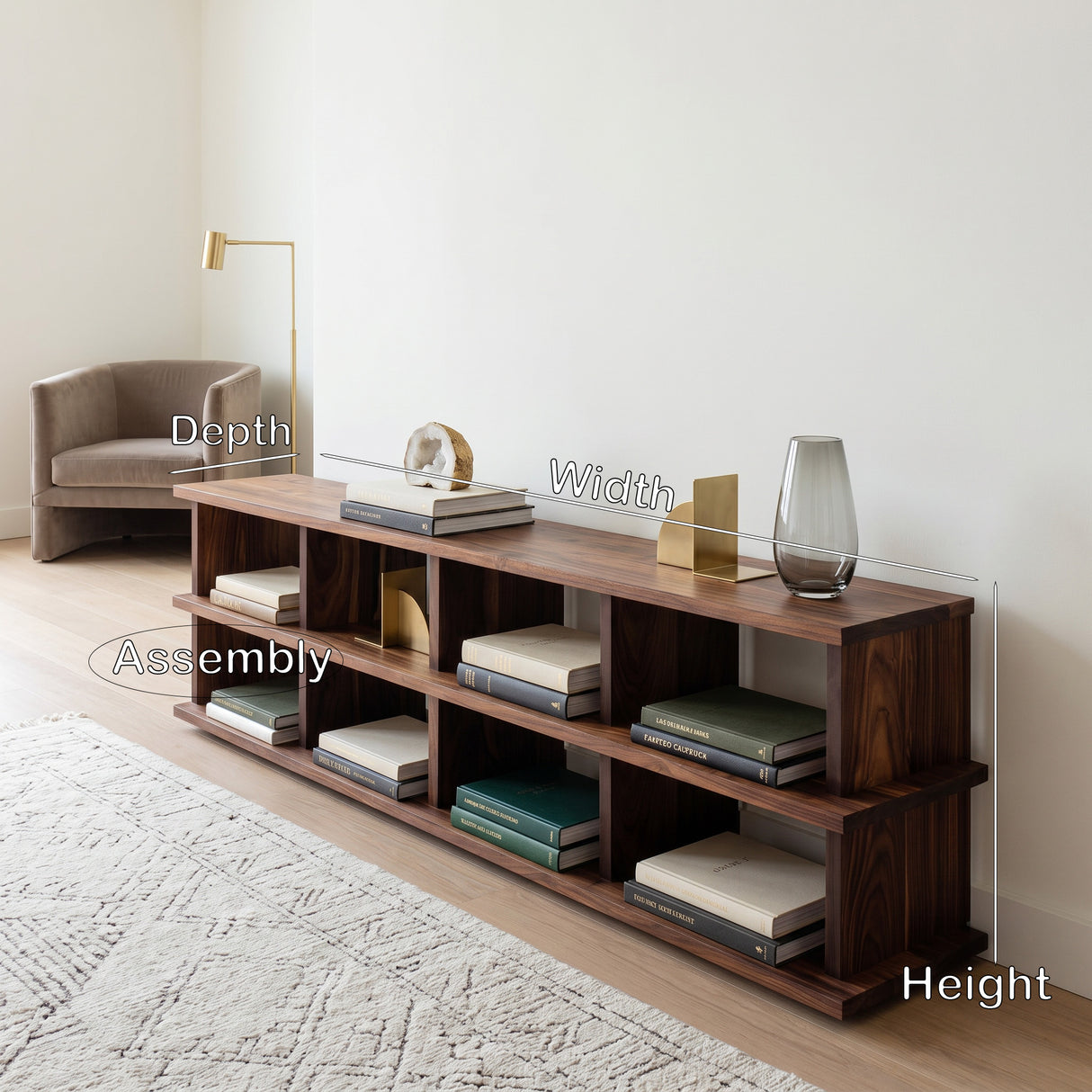 Modern Two Tiers Natural Wood Bookshelf For Home Storage
