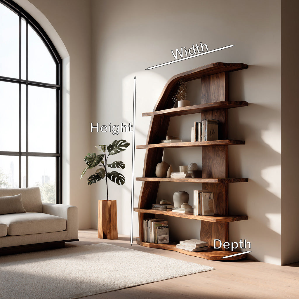 Mid Century Natural Wood Display Bookshelf For Living Room