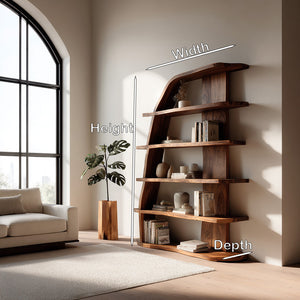 Mid Century Natural Wood Display Bookshelf For Living Room