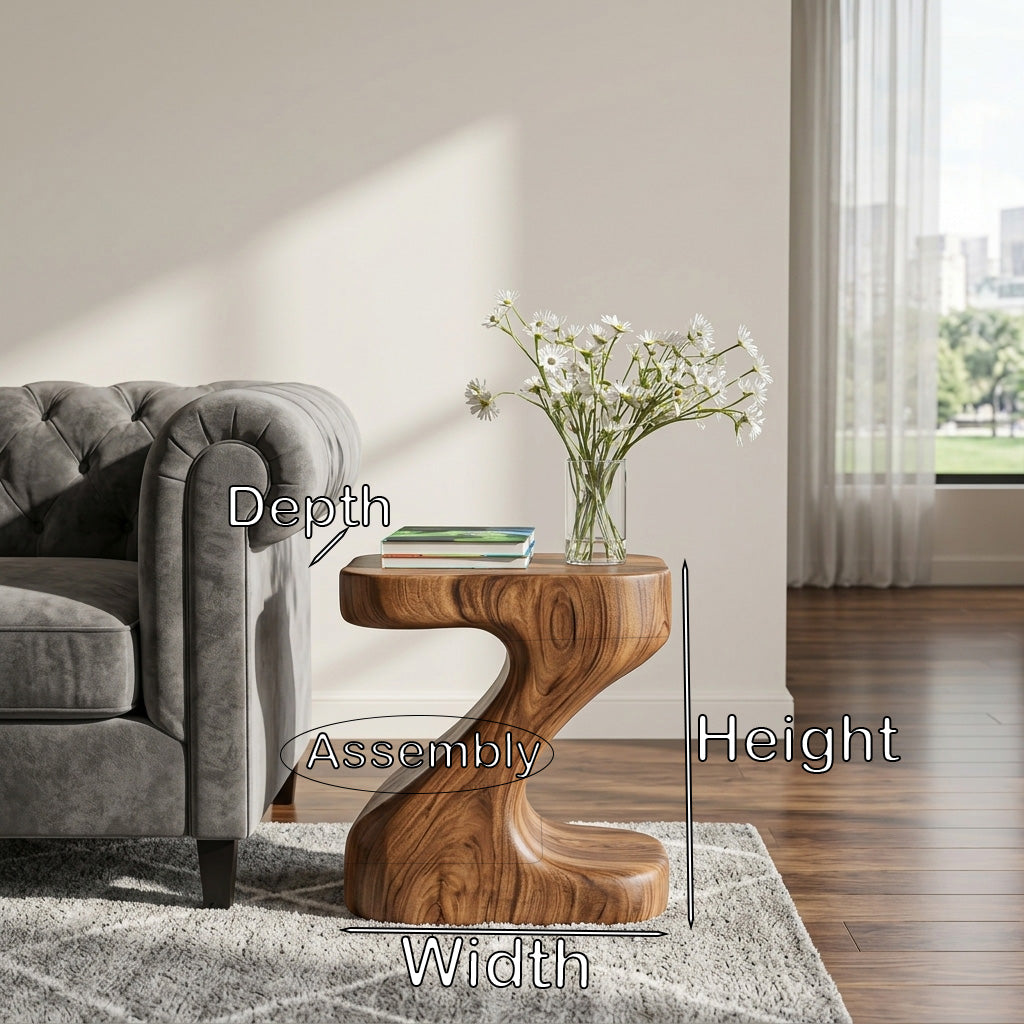 Organic Wooden Z-Shaped Side Table For Home Living – ET Woodcrafts