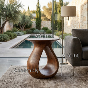 Organic Natural Wood Teardrop Side Table For Living Room Decor